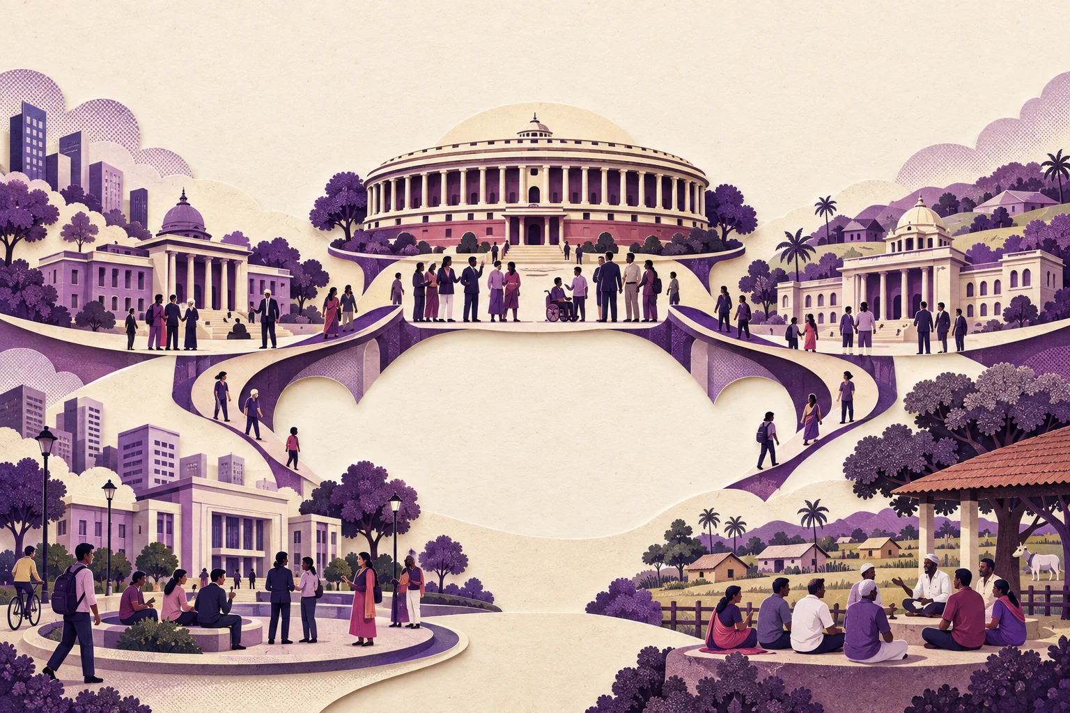 Connected national, regional and local civic spaces inside one federal system.
