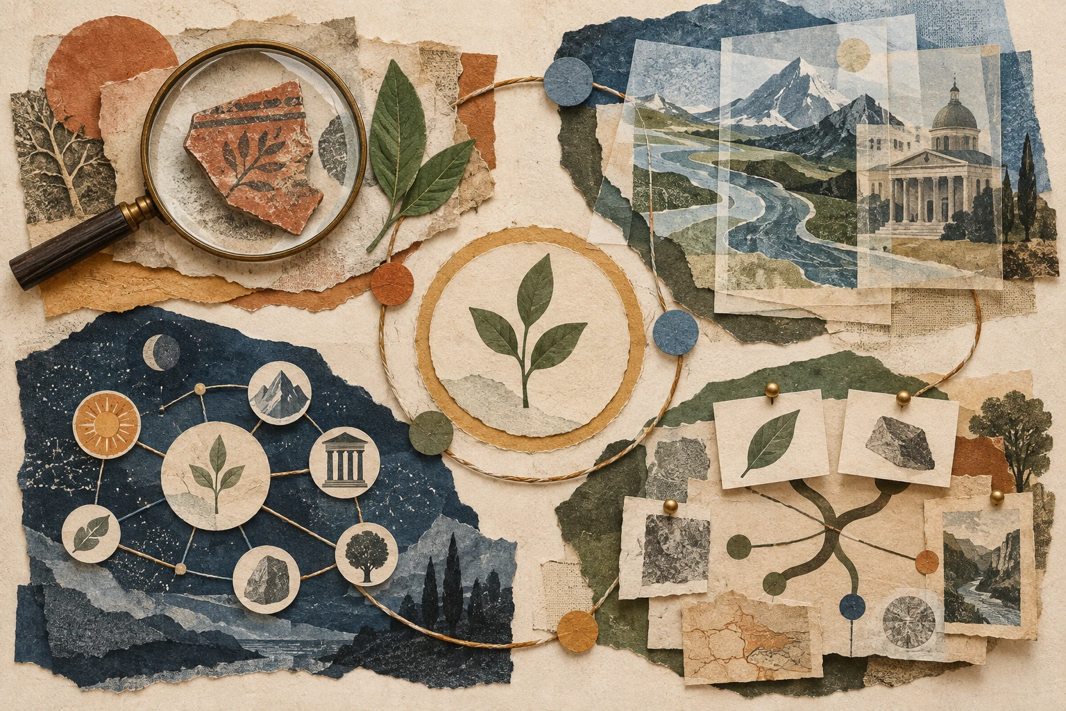 Evidence, diagrams, comparisons and connected symbols form a continuous learning cycle.